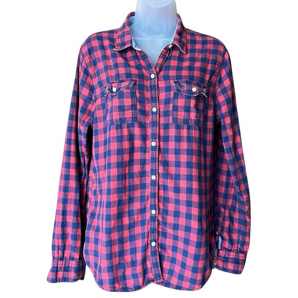 Abercrombie Women's Checkered Button Down Flannel Shirt Sz M Cabincore Cozy - Picture 1 of 8